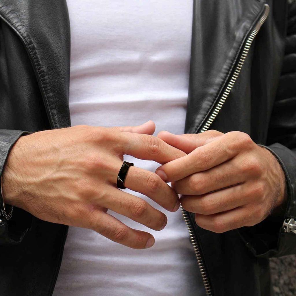 Simple Trendy Pentagonal Men's Ring,High Polished Stainless Steel Silver Gold Black Color Ring,Jewelry Gift for Husband Dad Son