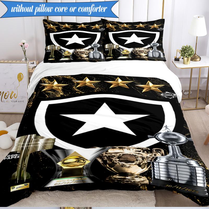 3PCS Botafogo De Futebol E Regatas Printed Soft Bedding Set,Including 1pc Duvet Cover And 2pcs Pillowcases Perfect for Bedroom, Dormitory, Fan Gift
