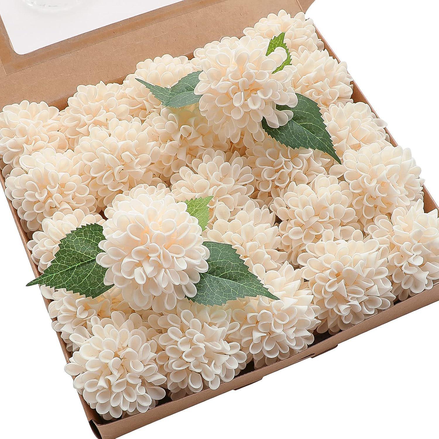 

Artificial Dahlia & Ball Chrysanthemum Foam Flowers - Wedding & Valentine s Day Bouquet Decor OPP Bag (25 pieces/bag) шампанского