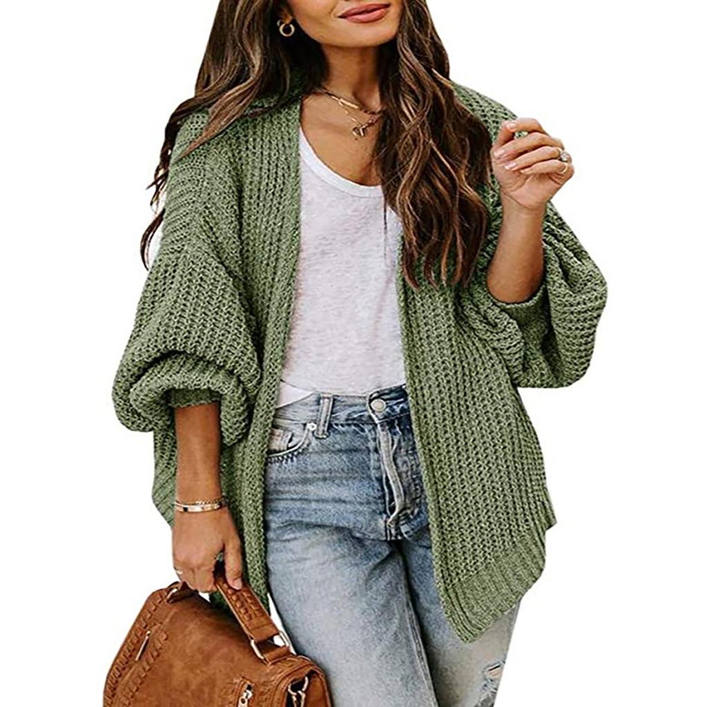 Damen Strickwaren Lockerer einfarbiger Strickjackenärmel-Pullovermantel