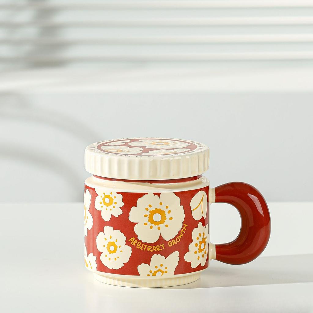Creative Flower Ceramic Cup Niche High End Coffee Cup Light Luxury Mug High Value Water Cup Camellia Cup Gift