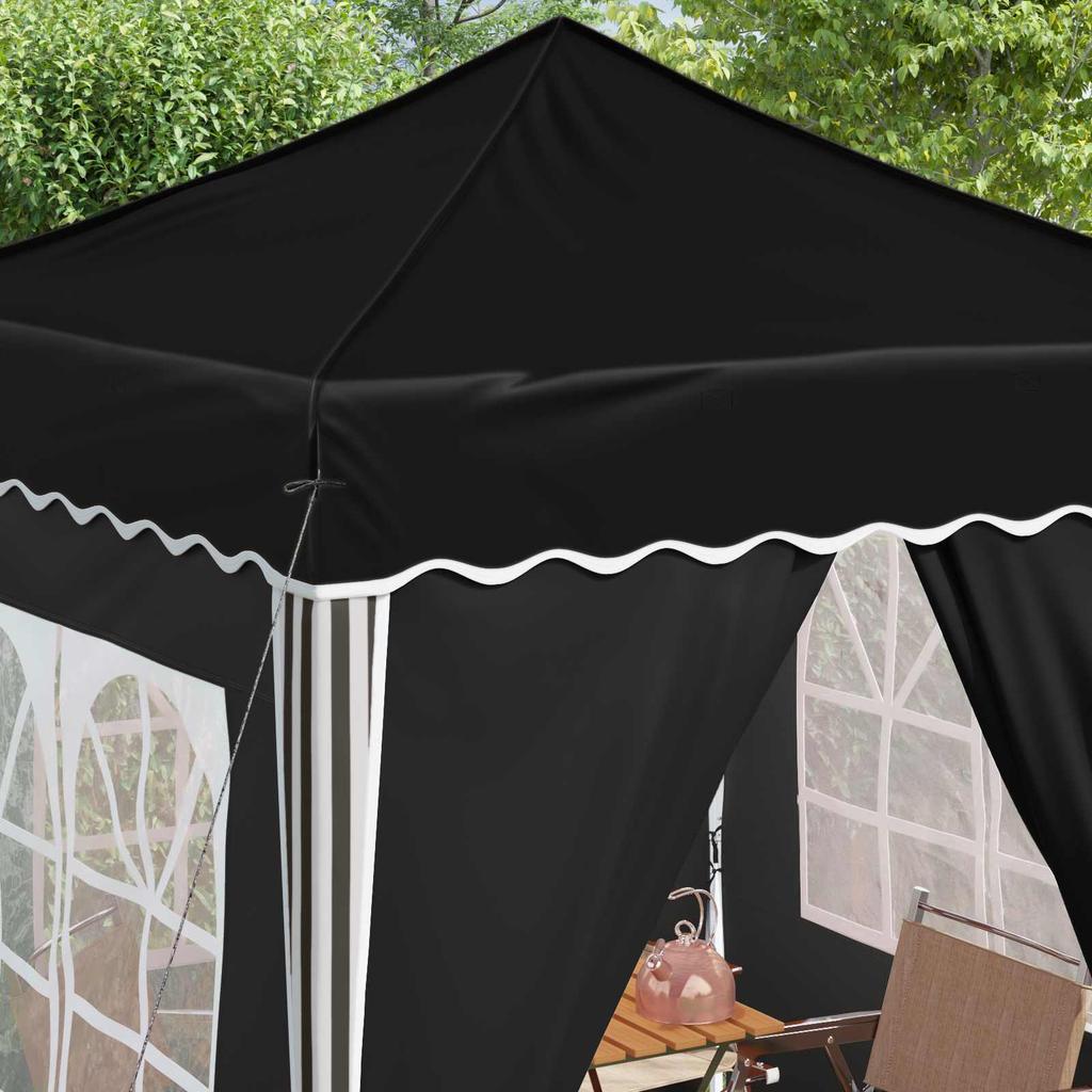 Pop Up Party Tent 195 X 195 X 245 Cm Black Oxford Fabric