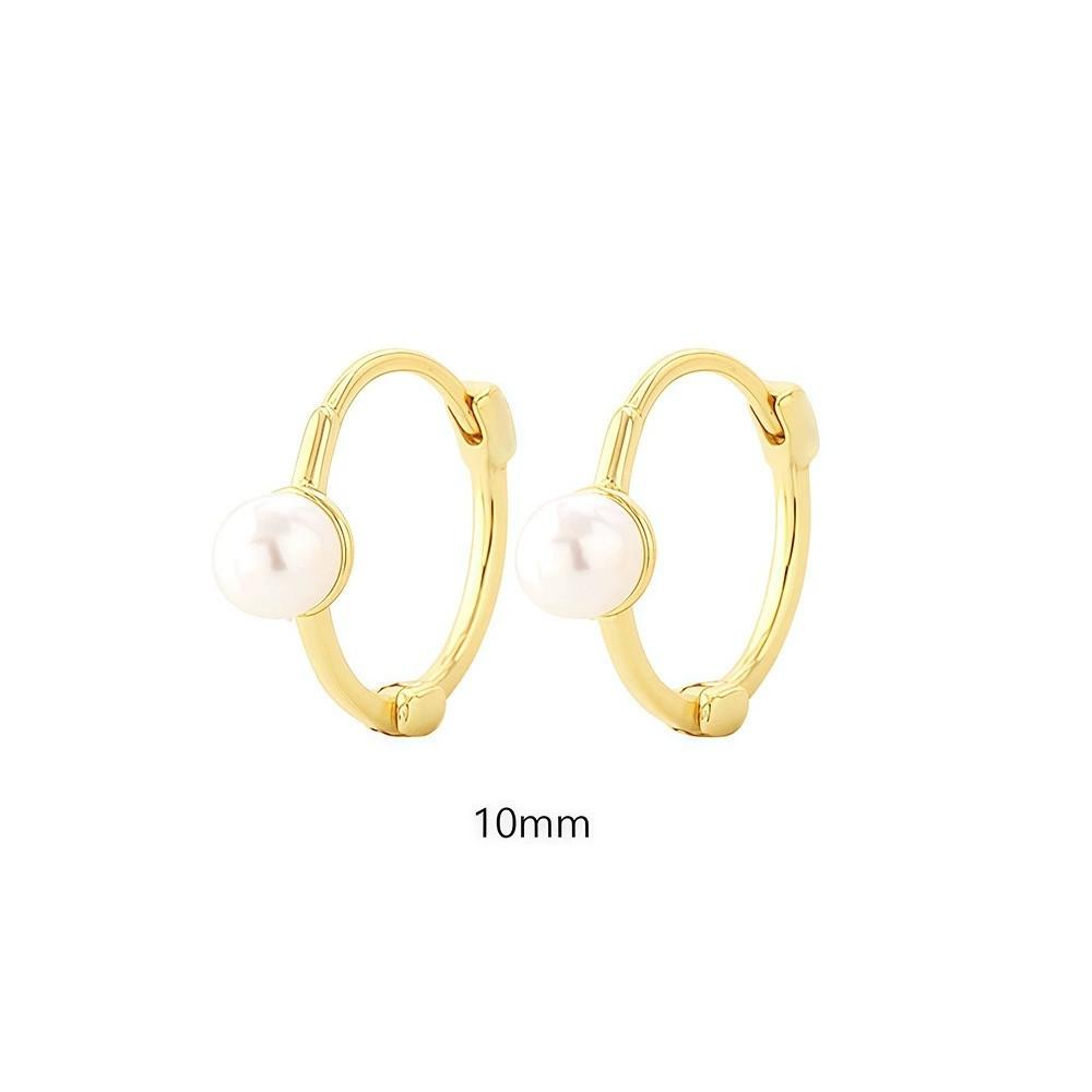 Factory 925 Sterling Silver Pearl Hoop Earring for Women Minimalist Versatile Daily Wear Stackable Earring Jewelry