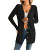 Women's Fashion Casual Solid Color Long Sleeve Loose Pocket Button Cardigan Sweater Jacket