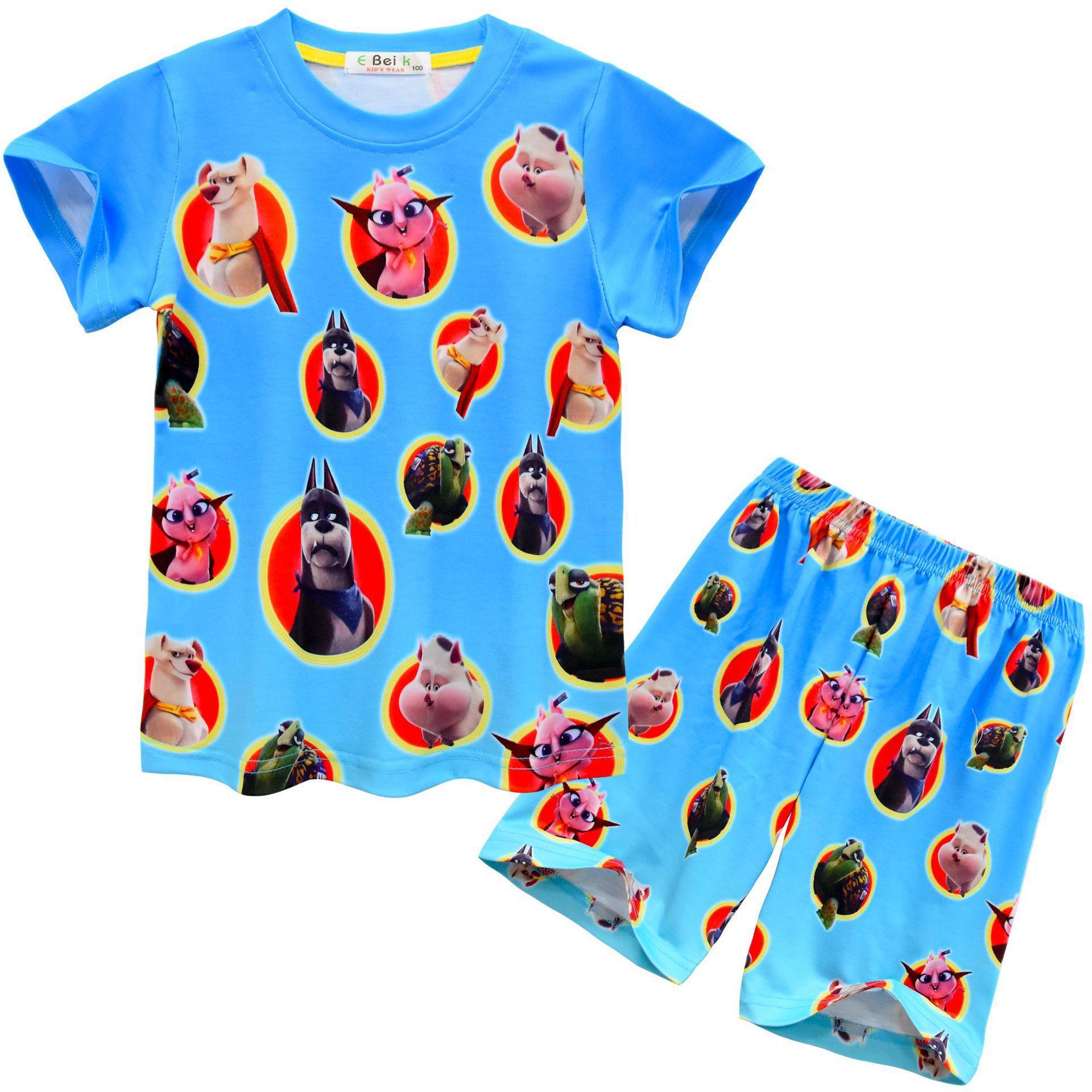 

Cartoon Digital Printing, Middle-Aged And Older Children S Casual Short-Sleeved Loungewear Set 9062 110