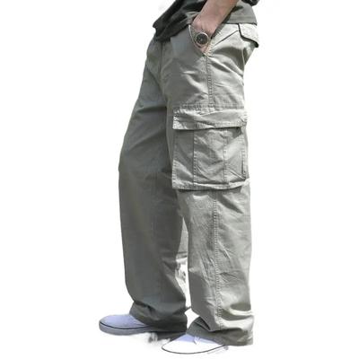 Pantaloni Cargo Casual da Uomo a Vita Elasticizzata, Sottili, Monocolore, Larghi, con Tasche Multiple