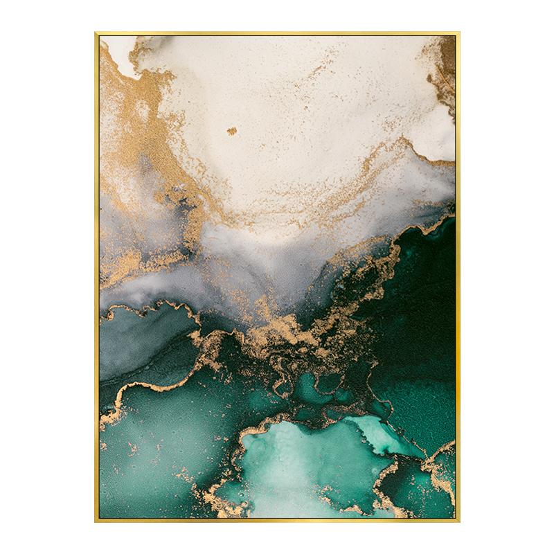 Poster di Lusso in Marmo con Foglia Oro Verde Dipinti Decorativi Estetici Tela Arte da Parete Immagini Soggiorno Camera da Letto Arredamento Interno