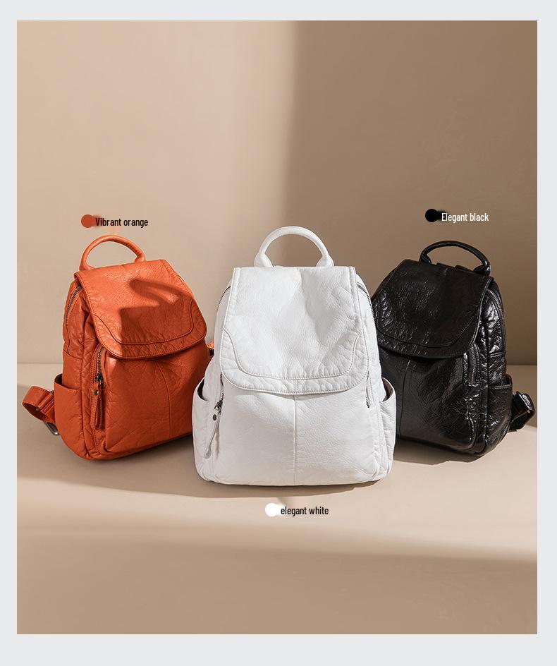 Women's Large Soft Leather Backpack - Casual Travel & College Bag