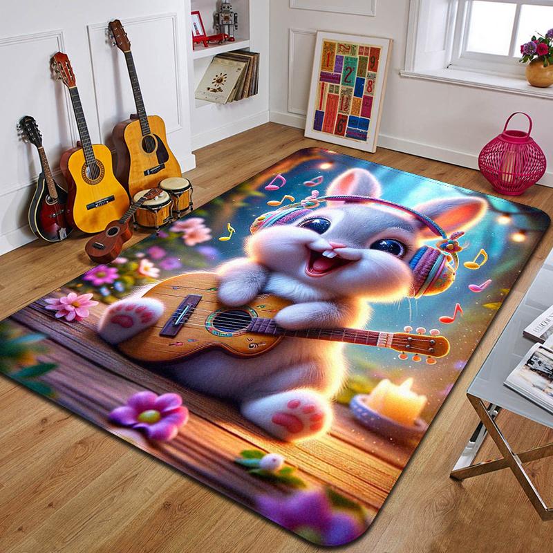 C-Cartoon Rabbit Printed Carpet Fashion Yoga Mat Non-Slip Carpet Bedroom Decoration Outdoor Carpet Bedroom Birthday Gift