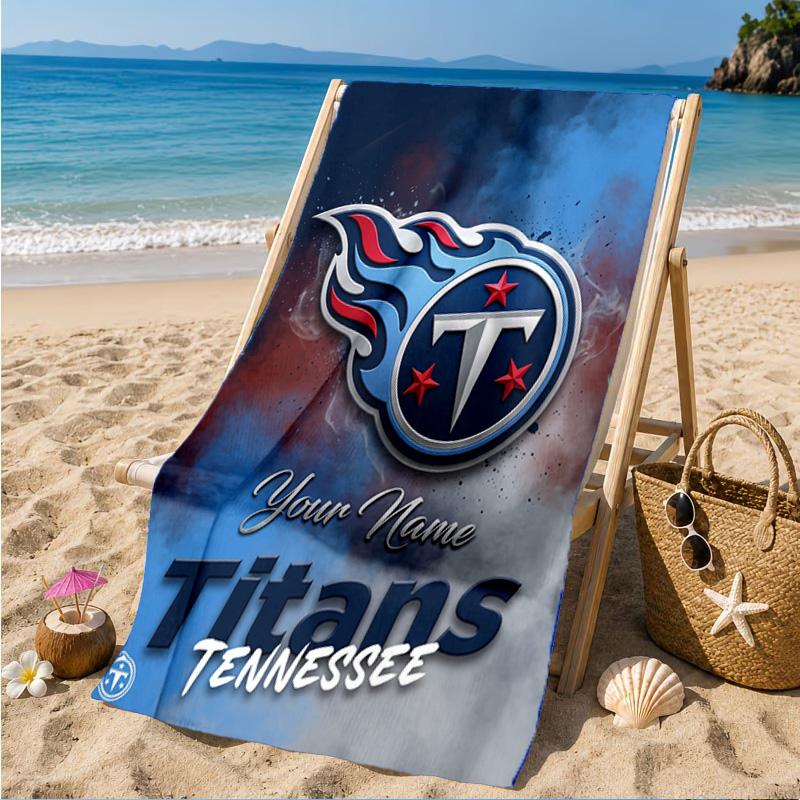 Custom Name Tennessee Logo Art Personalized Microfiber Beach Towel, Quick-Dry, Ideal for Summer Travel, Beach Essential, Swimming