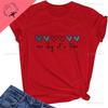 Casual printed Tshirt Day by Day heartshaped design shortsleeved roundneck top Unisexs and woUnisexs pure cotton tshirt