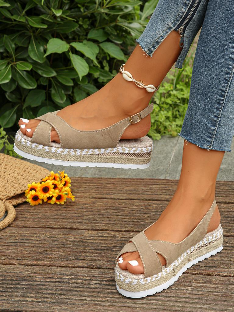 Fashion Women's Peep Toe Wedge Sandals Summer Lightweight Casual Platform Sandals Woman Non Slip Espadrilles Gladiator Shoes Plus Size