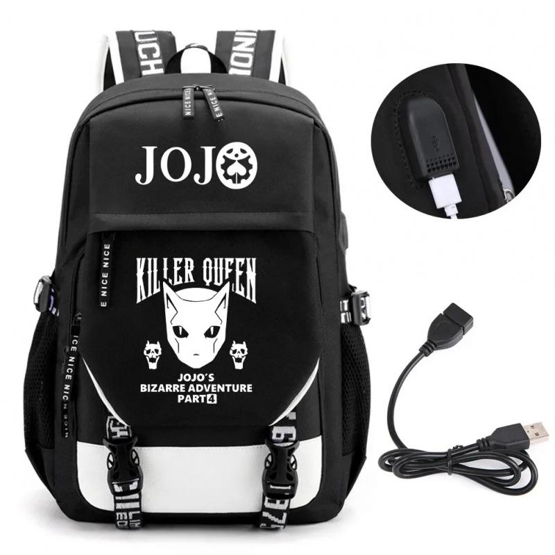 Anime JOJO Jonathan Joestar Golden Experience Backpack School Bookbag with USB Port Laptop Compartment for Boys Girls Travel Bag