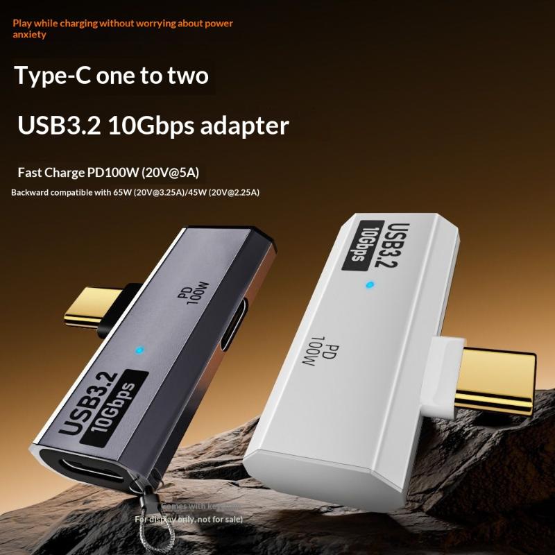 2 v 1 Type C OTG adaptér USB C samec na USB-C samici USB 3.2 rozbočovač 100W PD rychlé nabíjení pro notebook tablet