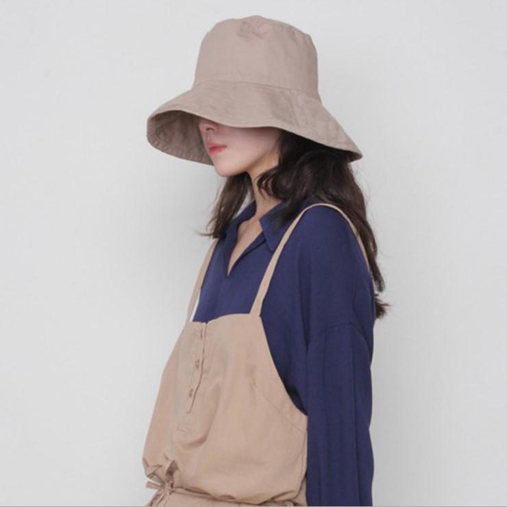 Women Summer Solid Color Large Edge Breathable UV Protection Fisherman Hats