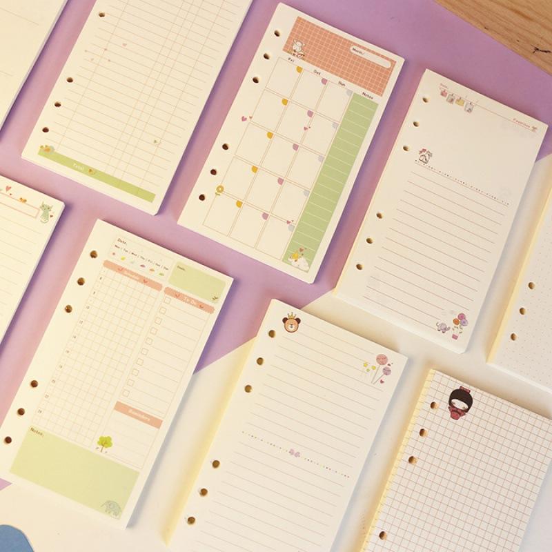 Kawayi A5 A6 Loose Leaf Notebook Refill Spiral Binder Inner Page Weekly Monthly To Do Line Dot Grid Inside Paper Stationery