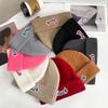 Letter-print knitted hat for women, winter Korean version, thickened, warm, ear-protecting, cold weather hat, versatile for couples, large head