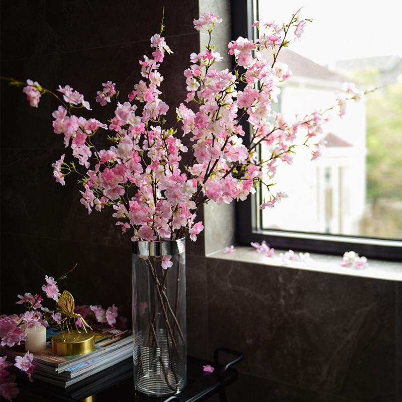 Cherry Blossom 4-Fork Silk Floral Branch for Wedding Arch Decor