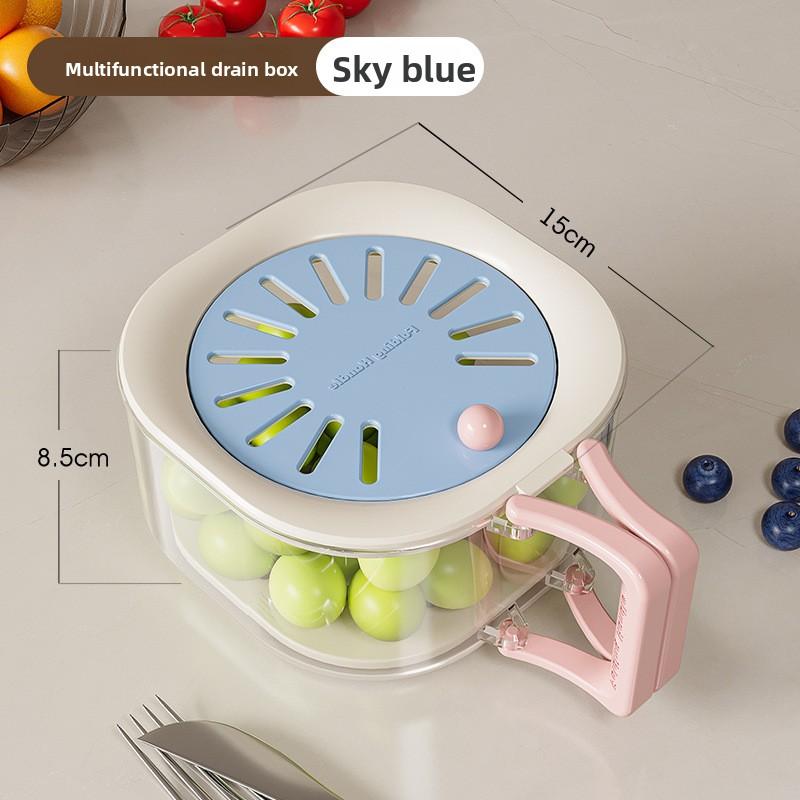 Large Draining Basket Cute Fruit Basket Retractable Water Filter Two-in-one Dehydration Vegetable Washing Basket with Lid