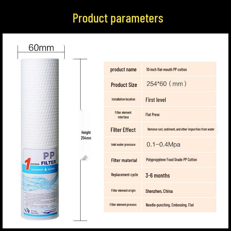 Universal Household Water Purifier PP Cotton Pre-Filter Cartridge Set: 5, 10, 20, 40 Inch Flat Mouth