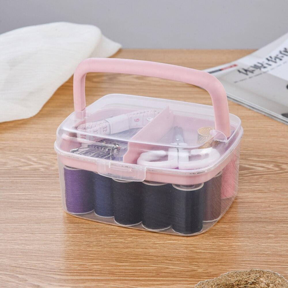 

Большой набор из 44 предметов для шитья, бытовой портативный набор инструментов, ниток для шитья, многофункциональный швейный набор розовый