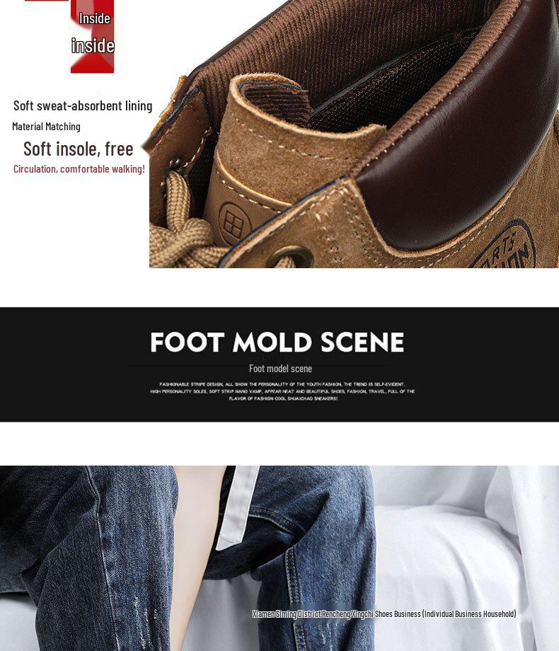 Men's 2025 Summer High-Top Leather Martin Boots - British Style, Yellow, Ideal for Outdoor Work