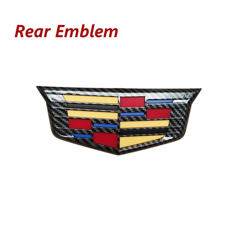 Dla Cadillac XTS XT5 XT6 ATS-L Emblemat z włókna węglowego Grill przedni samochodu Naklejka na tył Akcesoria zewnętrzne do tuningu samochodu
