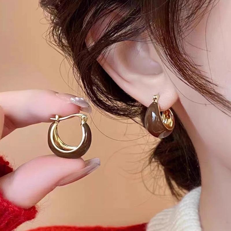 Retro Hong Kong Style Earrings Women's Light Luxury High-end Sense Niche Autumn and Winter Earrings Earrings
