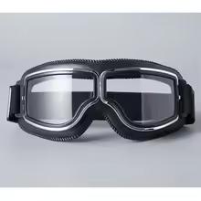 Vintage Pilot Motorcycle Goggles UV400 Windproof Scratch Resistant PC Lens with Leather Trim for Open Face Helmet