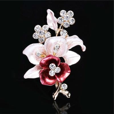 Lakke Lovely Green Enamel Leaves Petals Inset Simulated Pearl Girl Corsage Brooch Badge Pin Brooch