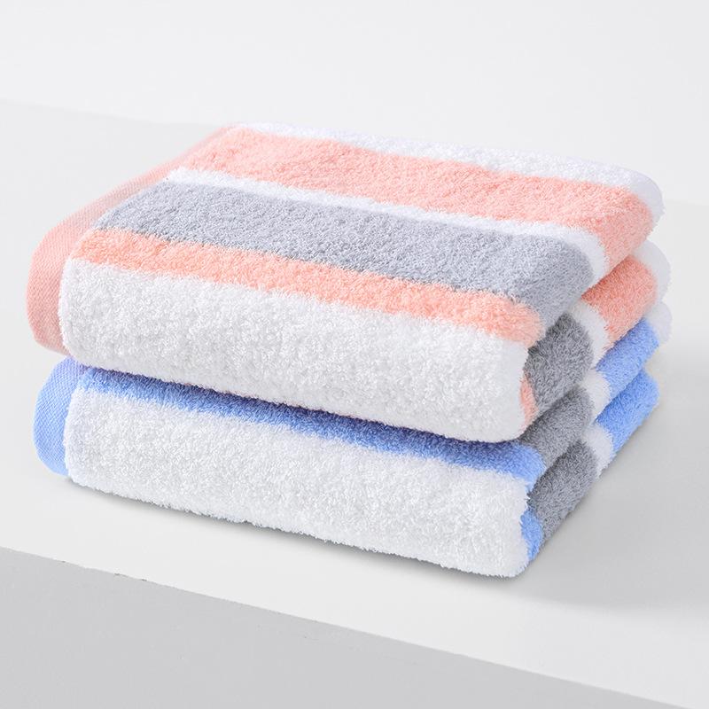 Adult Pure Cotton 32 Single Yarn Face Towel Color Knitted Jacquard Bath Towel Soft Striped Towel