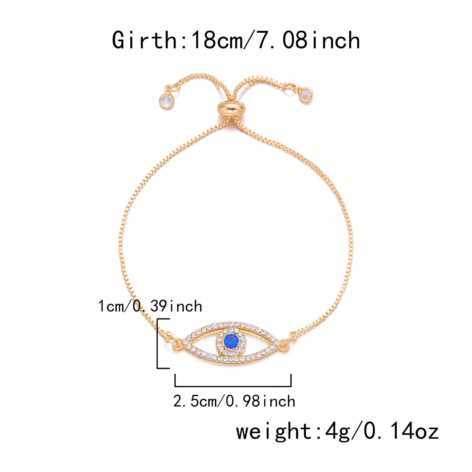 Позолоченный браслет «Глаз Дьявола» с синим цирконом золотой