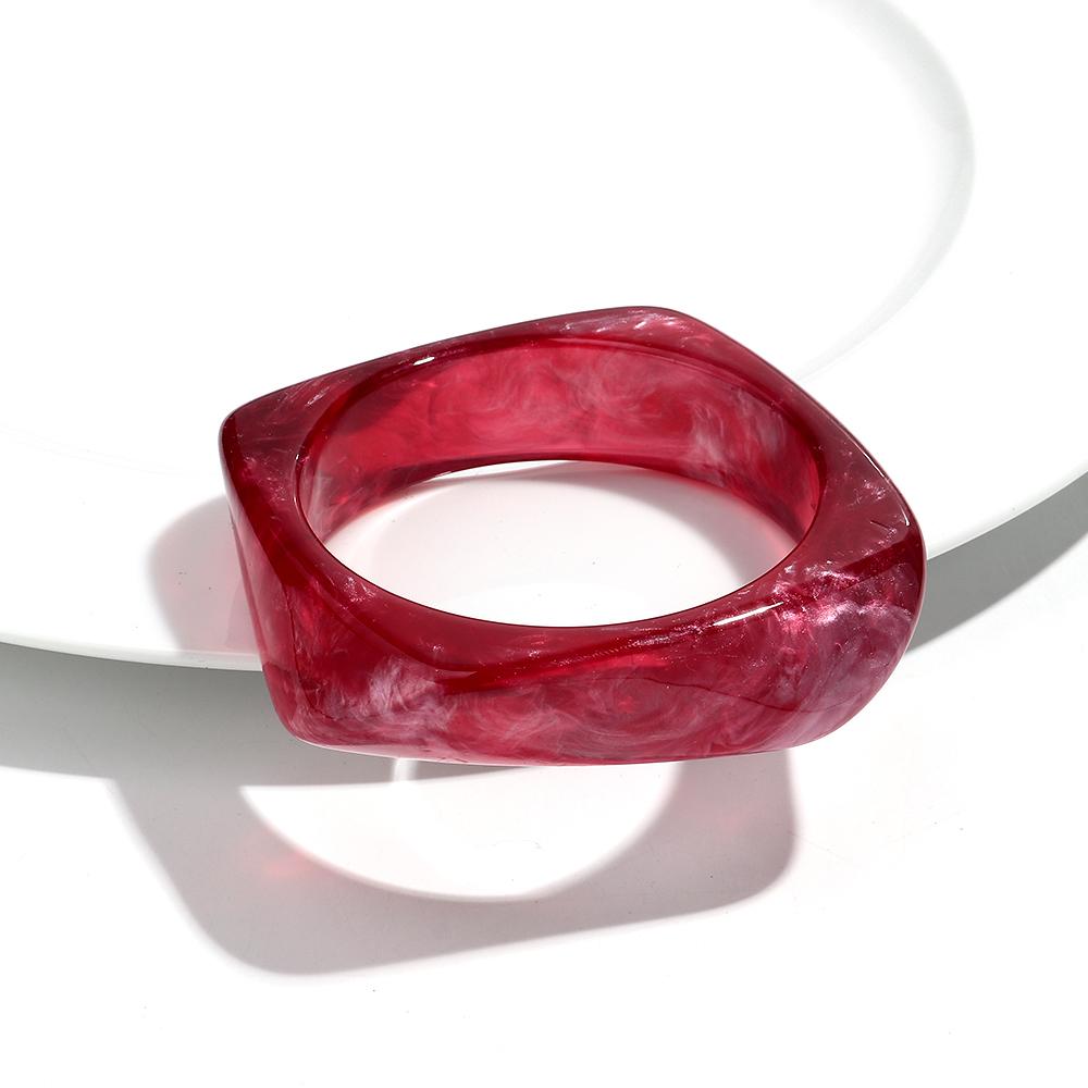Exaggerated Big Irregular Square Acrylic Bangle for Women Pearlescent Colorful Resin Geometric Cuff Bracelet Trendy Jewelry Gift