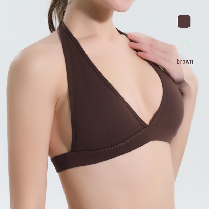 Women's Halter Neck Sports Bra and High Waist Tummy-Lifting Yoga Pants Set with Chest Pad - Quick Dry