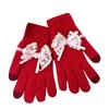 Cute Bowknot Gloves Thickened Comfortable Cotton Mittens Warm Touchscreen Full Finger Gloves Winter
