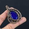 Blue Sapphire Pendant, Handmade Gemstone Pendant, 999 Copper Wire Wrapped Pendant Antique Jewelry, For Engagement Gift