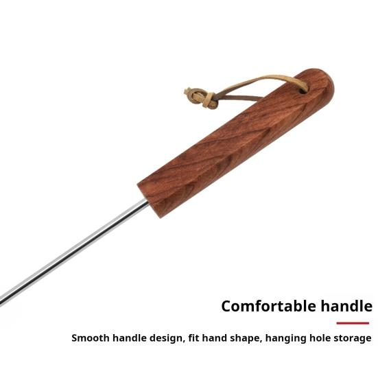 Yousheng BBQ Steak Grill Hook Meat Turner Wooden Handle Stainless Steel Food Flipper for Grilling Vegetables Portable Kitchen Tool