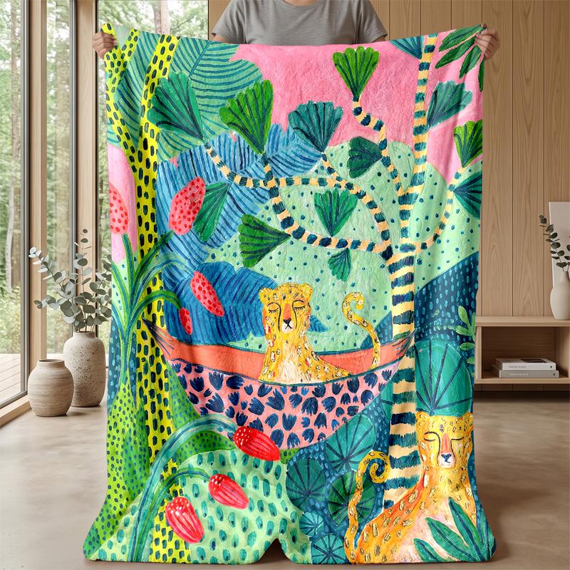 Jeweled Tiger Portrait Theme blanket Lightweight Warm Flannel Blanket Decorative Throw Blanket for Home Decoration