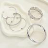 5 pièces mode rétro élégant métal style vieux argent géométrique irrégulier vague noué disque large face bracelet argenté personnalité tendance