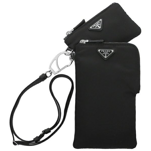 Prada Pouch with Triangle and 2TT091 2DMI F0002 Re-Nylon Logo, Black, Men's Women's, [Used]
