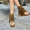 Fringed Shoes Rivet Sandals New Herringbone Insole Height-increasing Cool Boots