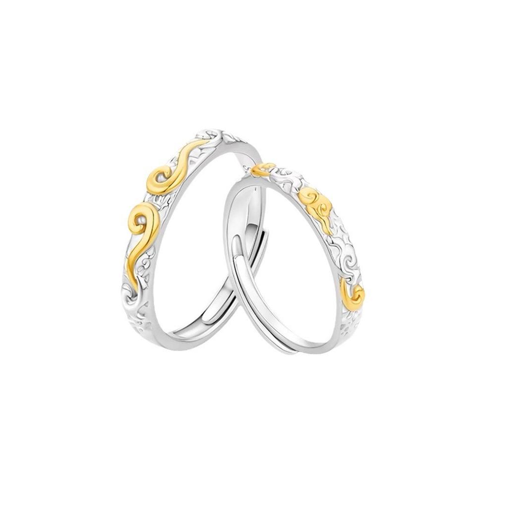 Sweetheart Couple Ring Female and Male Light Luxury Simple and Versatile Open Pair Ring To Give Valentine's Day Gifts Trendy Jewelry