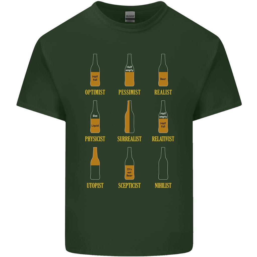 Optimism Pessimism Beer Alcohol Funny Unisexs Light Cotton TShirt
