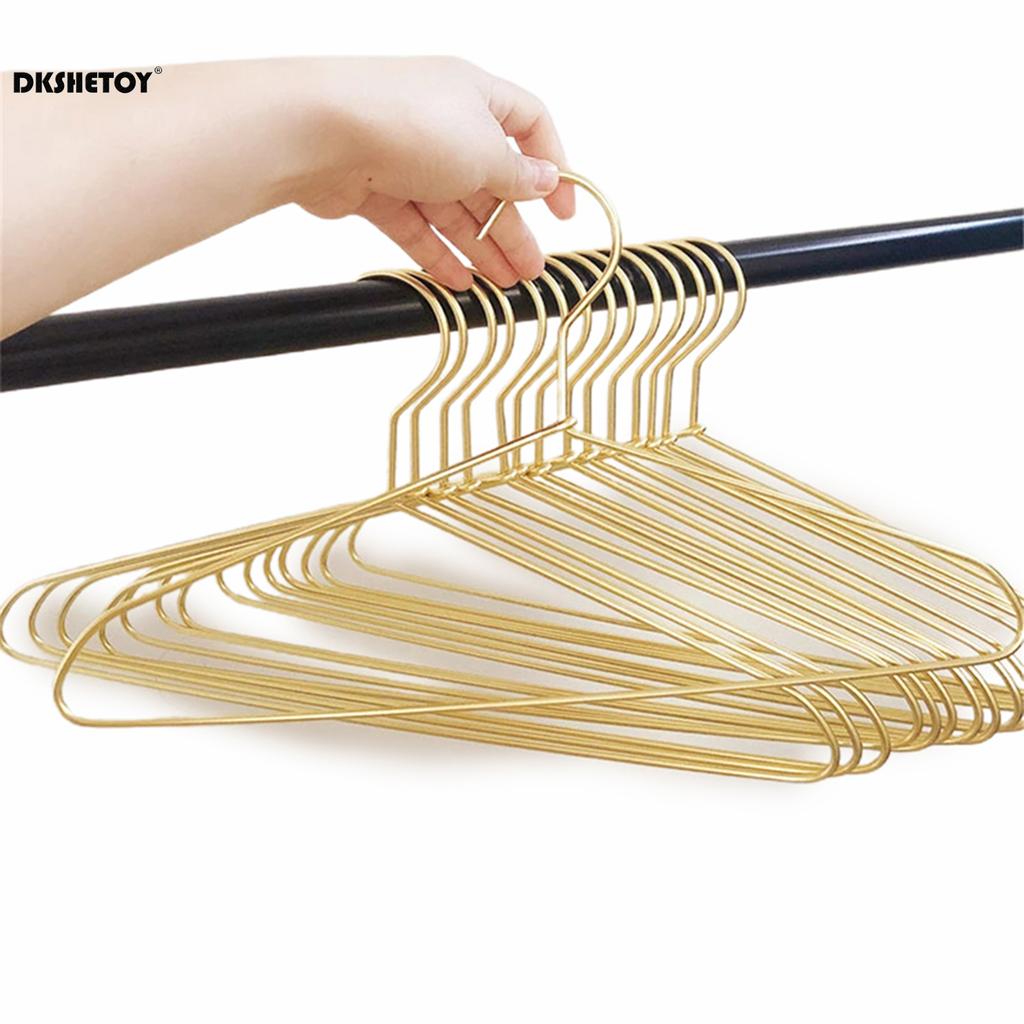 10pcs Silver/Gold Metal Clothes Hangers Aluminum Alloy Durable Clothes Hanger for Coats Skirts Pants Dress Hanging