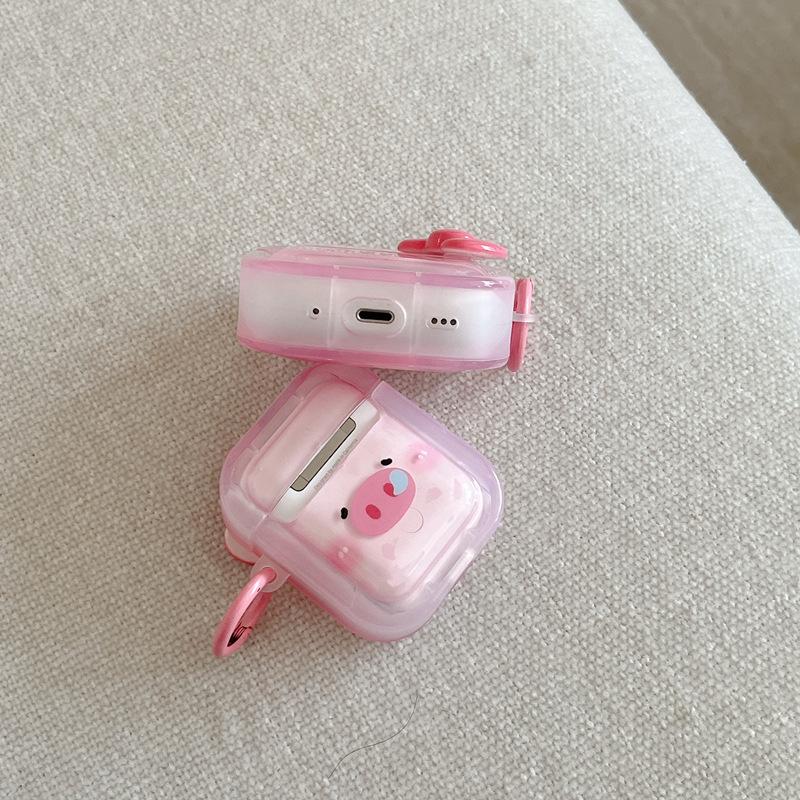 Three-dimensional Bow Piggy Cute Cartoon AirPodspro1 Earphone Cover Is Suitable for Apple Protective Case 1st Generation Silicone