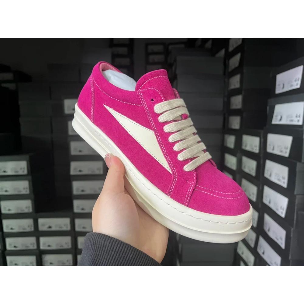 Rock Vintage Men Genuine Leather Round Casual Shoes Luxury Trainers Lace Up Women Flat Sneakers Hip-hop Street Dunk Shoes