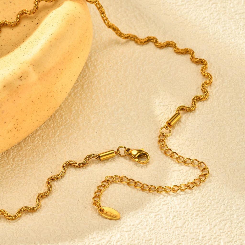 Vnox High Quality Stainless Steel Chic Chain Necklace For Women Trendy Gold Plated Wave Choker Collar Jewelry Gift To Girls