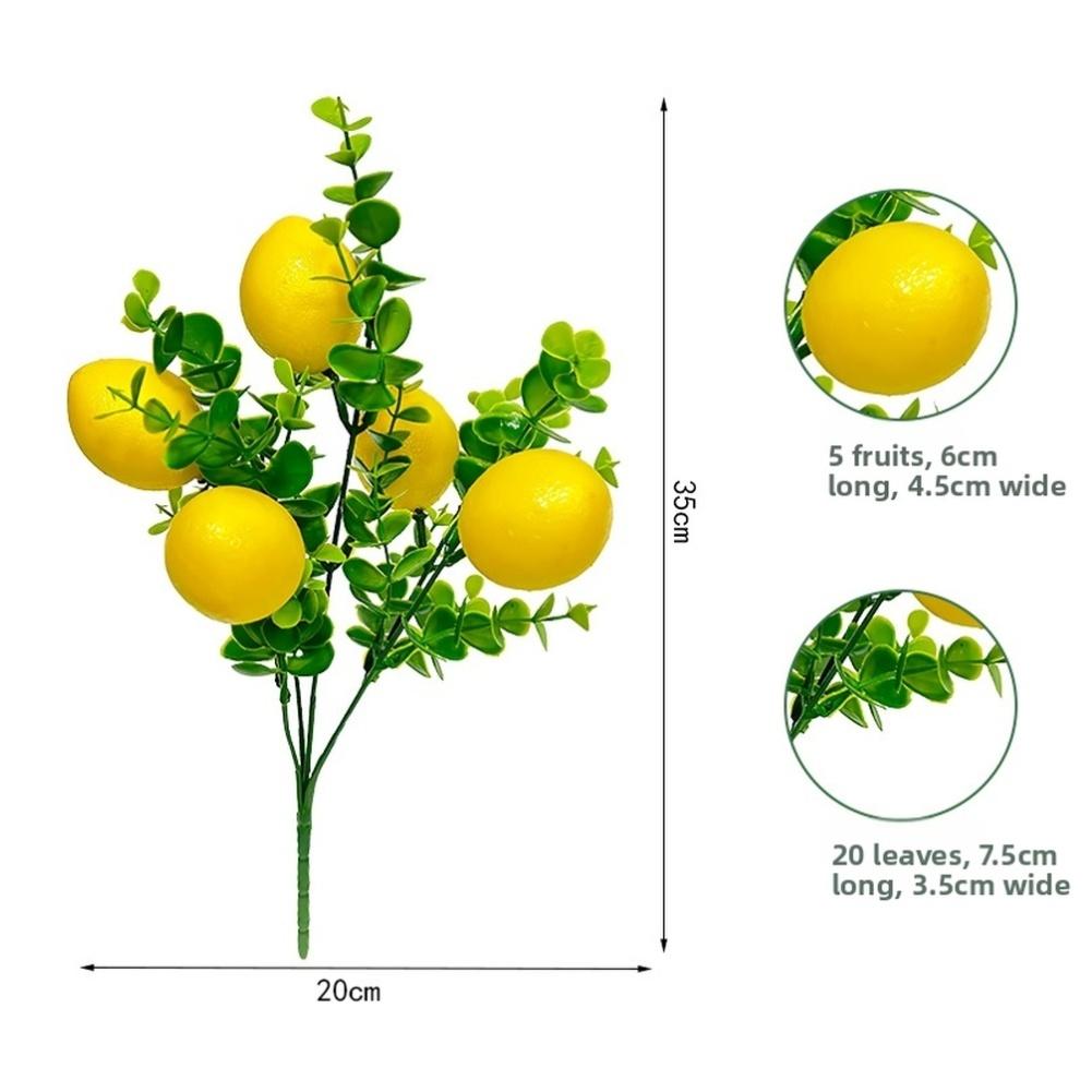 Ручная работа Искусственная ветка лимона Искусственная ветка с фруктами с текстурой шелкографии Подходит для фотосъемки и витрин