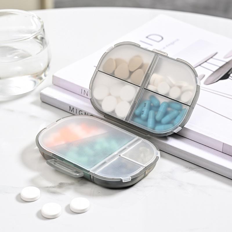 Portable Double Layer Pill Organizer with Eight Compartments Secure Sealed Storage Box for Daily Medication Management