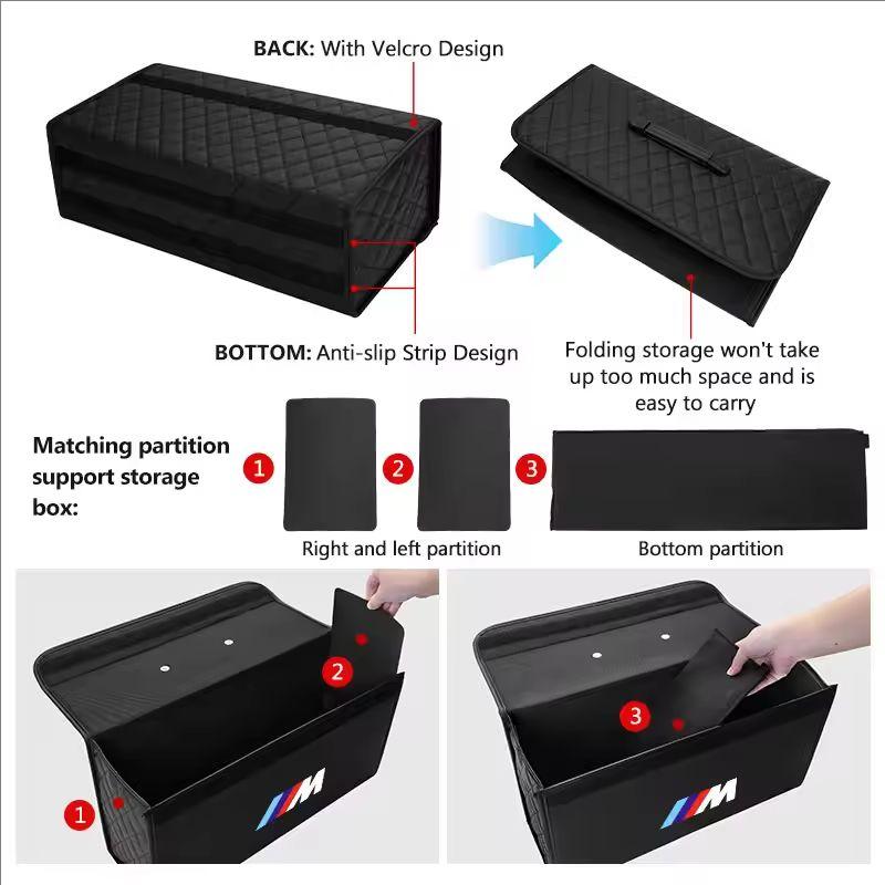 Autokobercový úložný box do kufru Kožené pouzdro na nářadí Taška s vysokou kapacitou proti poškrábání Pro BMW M X1 X2 X3 X4 X5 X6 X7 G20 G30 Samolepka